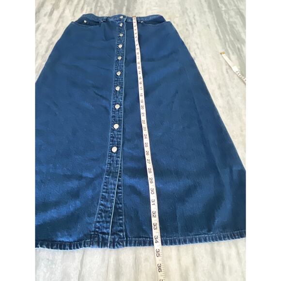 Talbots- Vintage Denim Skirt Button Front Maxi Midi Size 8 Westerncore Retro - Picture 7 of 7